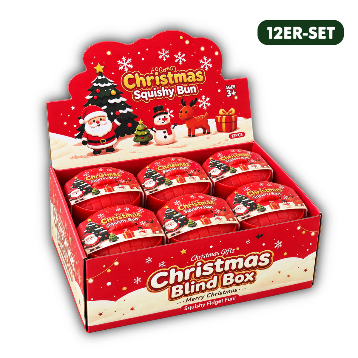 CandyPeak 12er-Set Mystery Squishy Buns, 100% Glitter garantiert (Christmas Edition)