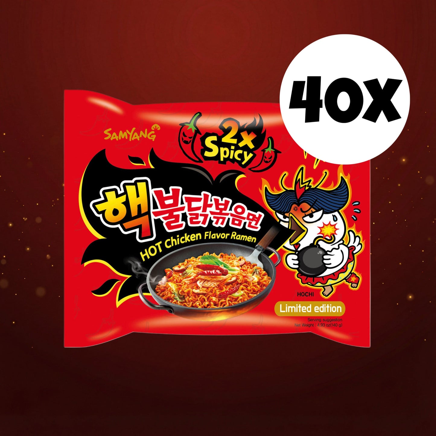SamYang 40er-Set Samyang - Buldak 2x Spicy Hot Chicken 140g (Haltbarkeitsdatum 17.12.2025)