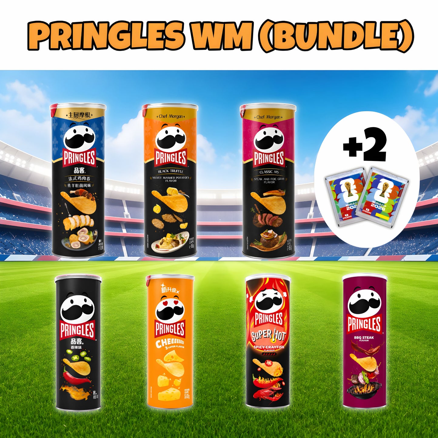 CandyPeak Pringles WM 2026 Bundle 7 Sorten aus aller Welt (+ 2x gratis PANINI Sammelpacks)