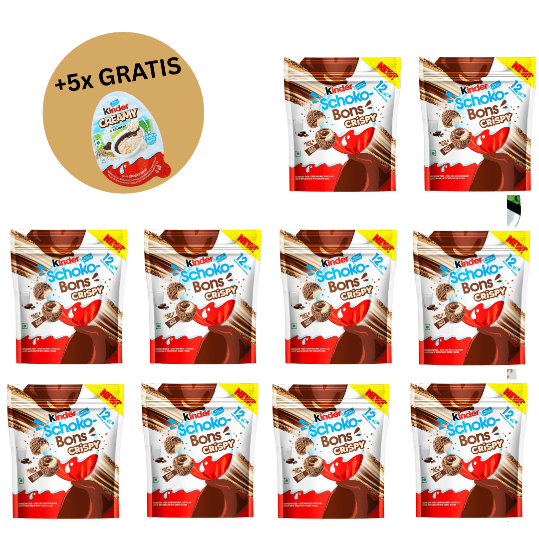 CandyPeak 10x SchokoBons Crispy 67g MHD 08.08.2025 + 5x gratis Kinder Creamy