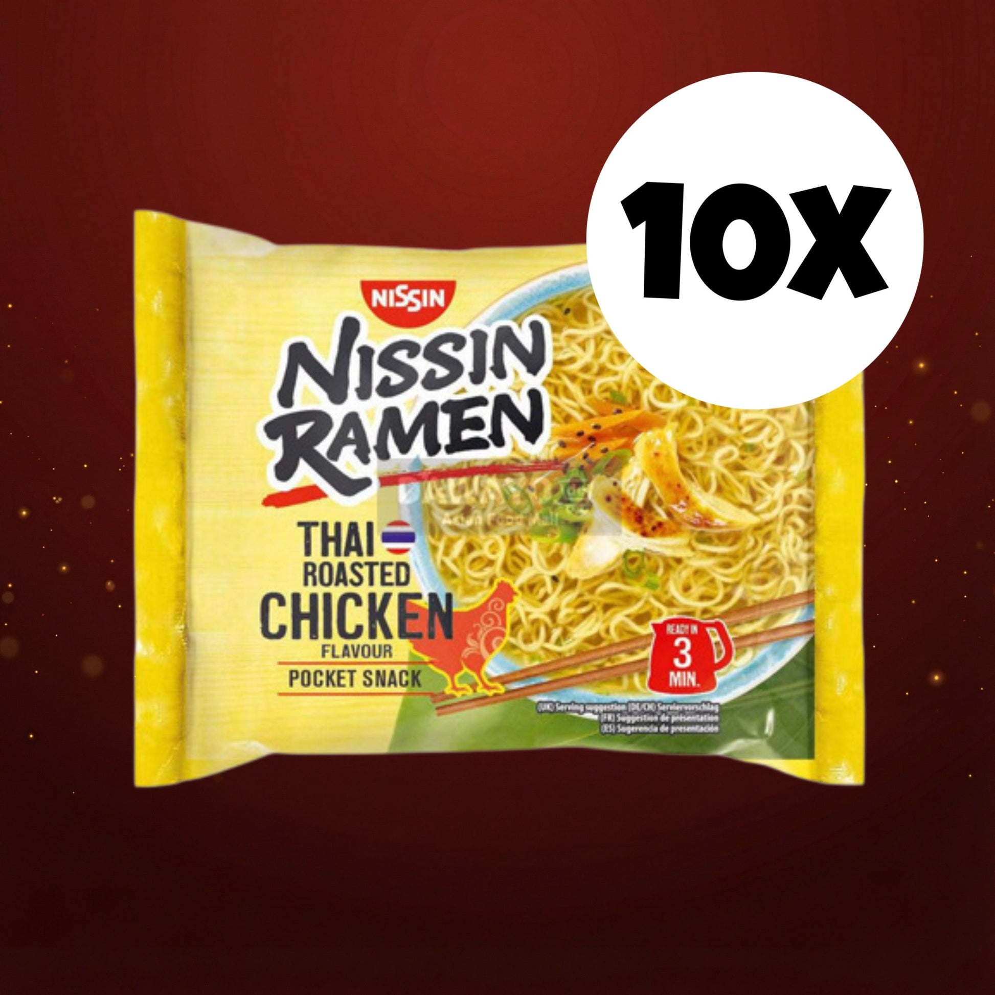 Nissin 10x Thai Roasted Chicken 65,2g 10x Nissin Instant-Ramen 65,2g (MHD) in versch. Sorten