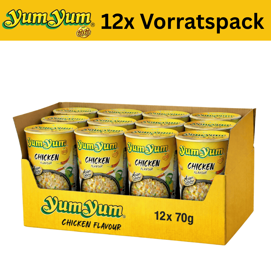 YumYum 12x Chicken Flavor 70g 12x YumYum Cup Noodles 70g Vorratspack (versch. Sorten)