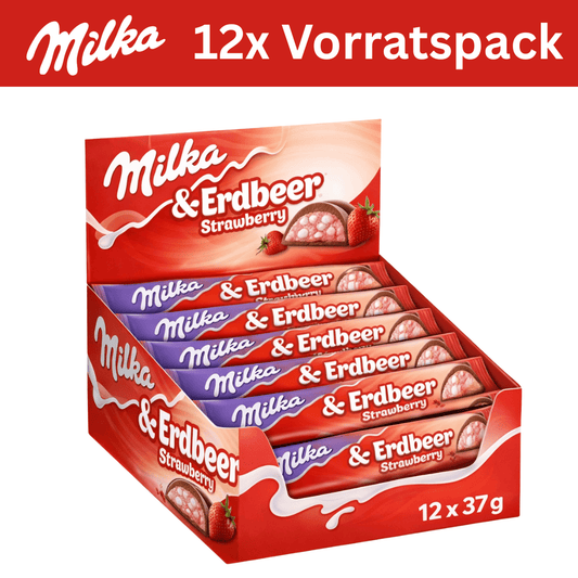 Milka 12x Milka & Strawberry Riegel 37g (Vorratspack)