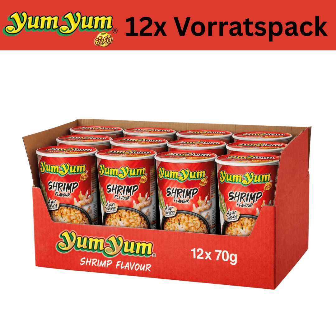 YumYum 12x Shrimp Flavor 70g 12x YumYum Cup Noodles 70g Vorratspack (versch. Sorten)