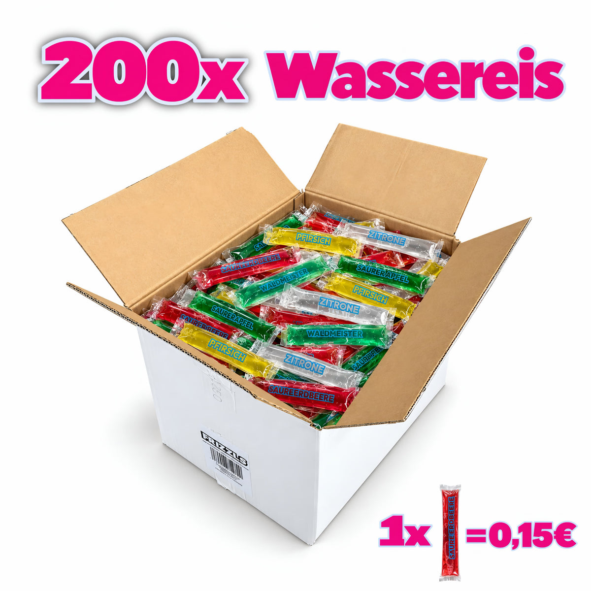 FRIZZLS 200x FRIZZLS Wassereis XXL-Sparset (5 versch. Sorten)