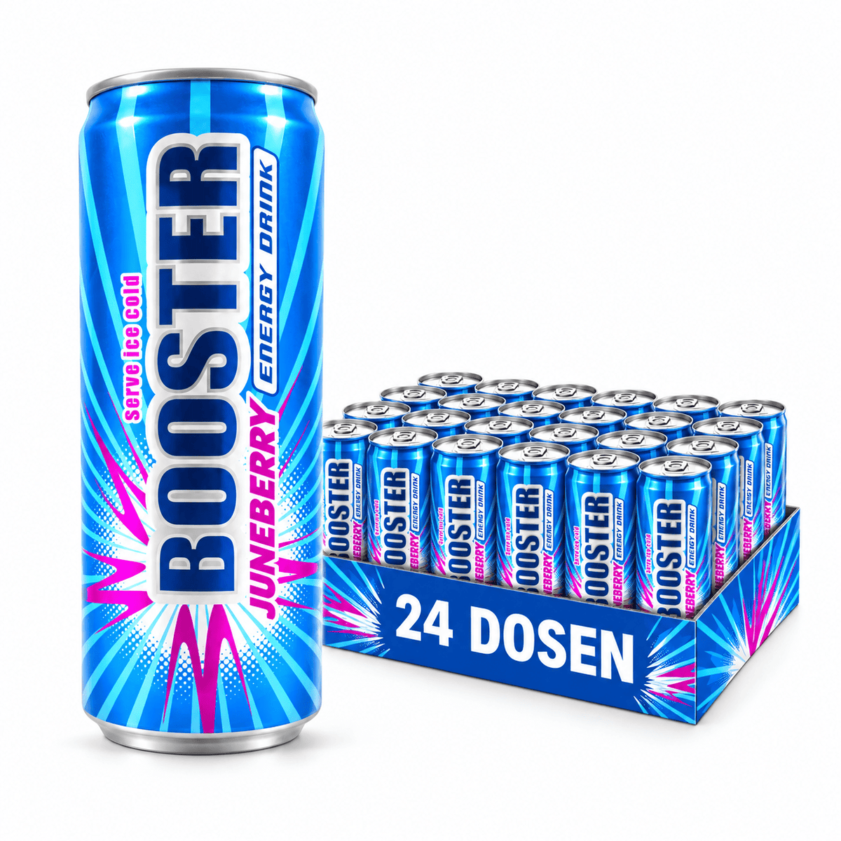 Booster 24x Juneberry Energy 330ml 24x Booster Energy Drink 330ml Sparset (versch. Sorten)
