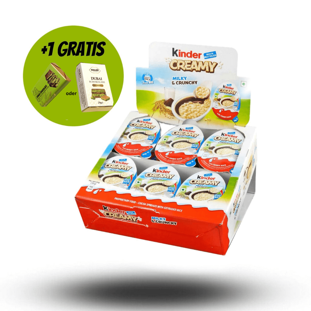 Kinder 24x Kinder Creamy 19g + gratis Dubai Style Schokolade 21g