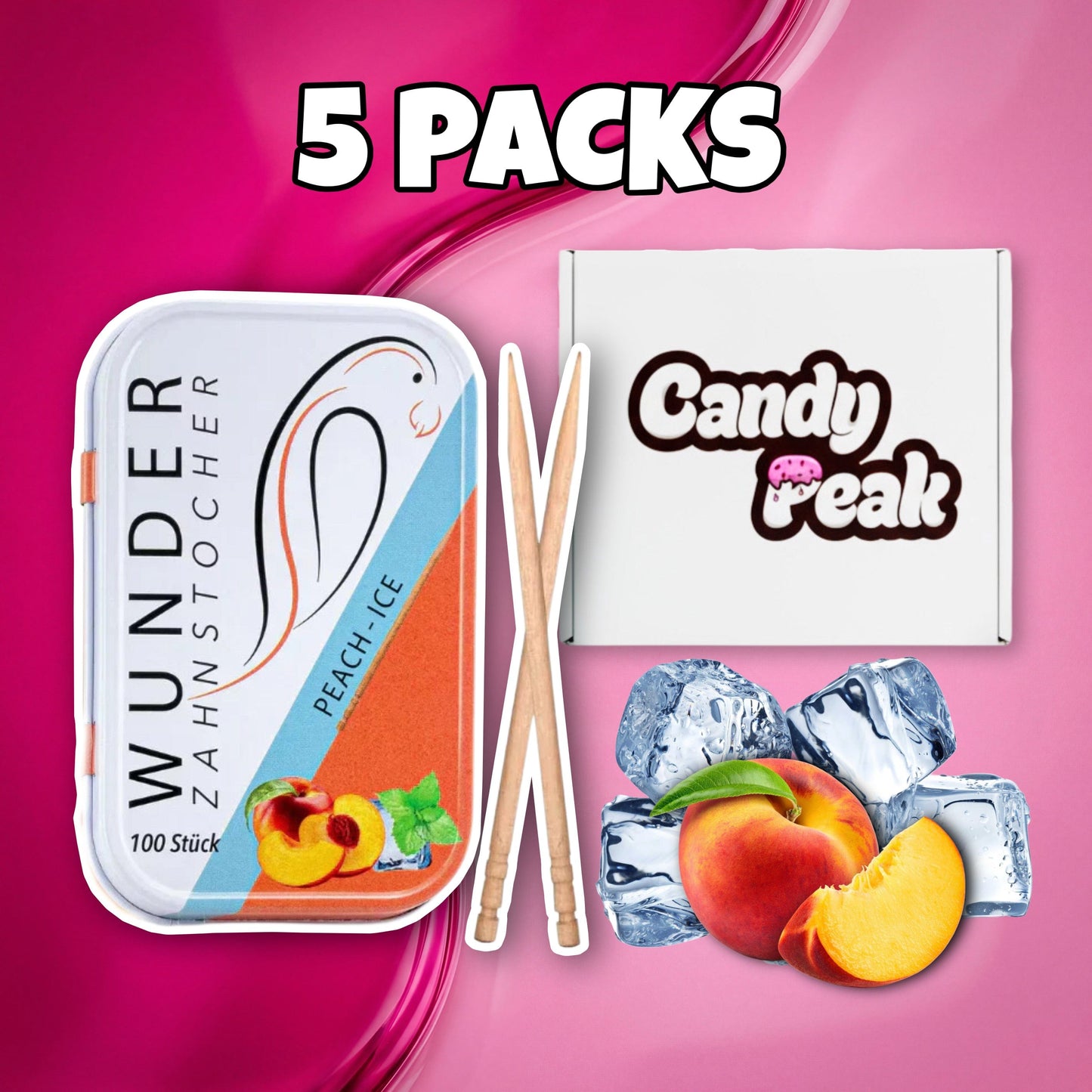 Wunder 5x Wunder Zahnstocher Peach-Ice (100stk)