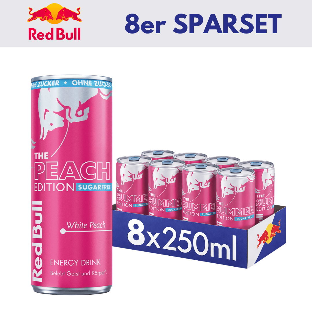 RedBull 8x White Peach Sugarfree 250ml 8x RedBull 250ml Sparset (versch. Sorten)