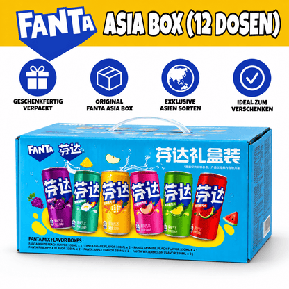 Fanta Asia Geschenkbox mit 6 versch. Sorten (6x2 Dosen à 330ml)