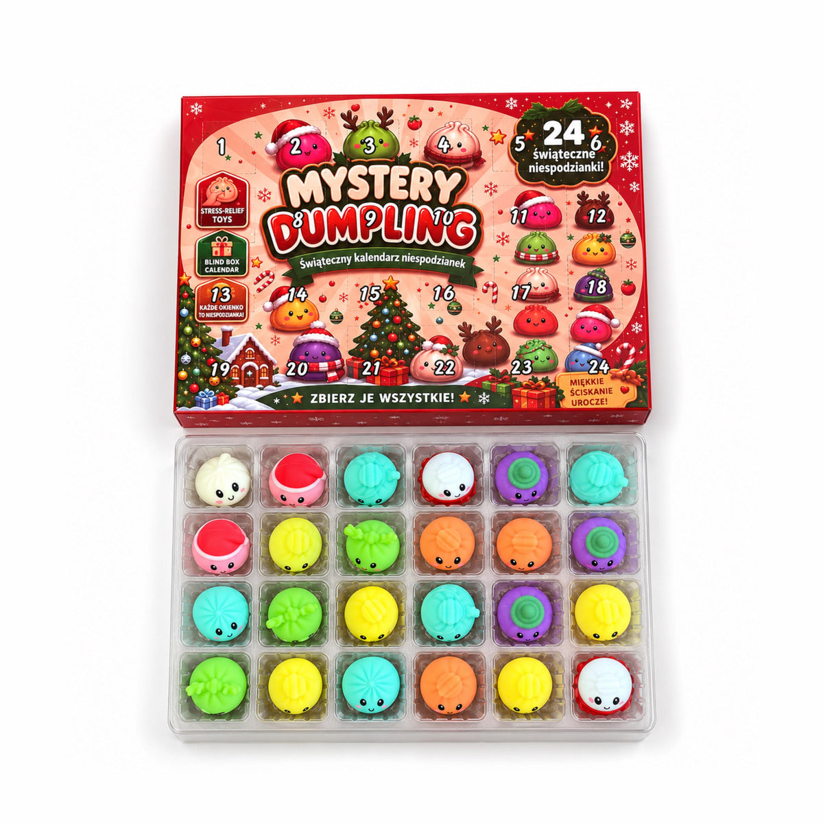 Mystery Squishy Dumpling Adventskalender 2026 (24 Türen mit Mini Dumpling Überraschungen)