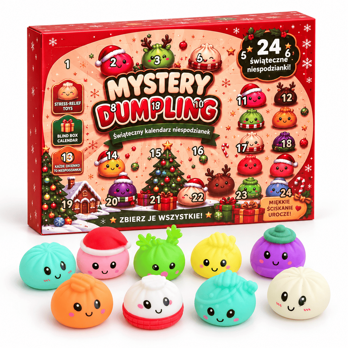 Mystery Squishy Dumpling Adventskalender 2026 (24 Türen mit Mini Dumpling Überraschungen)