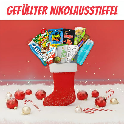 CandyPeak Alt-Genug-Stiefel Gefüllter Nikolausstiefel (12 Süßigkeiten aus aller Welt)