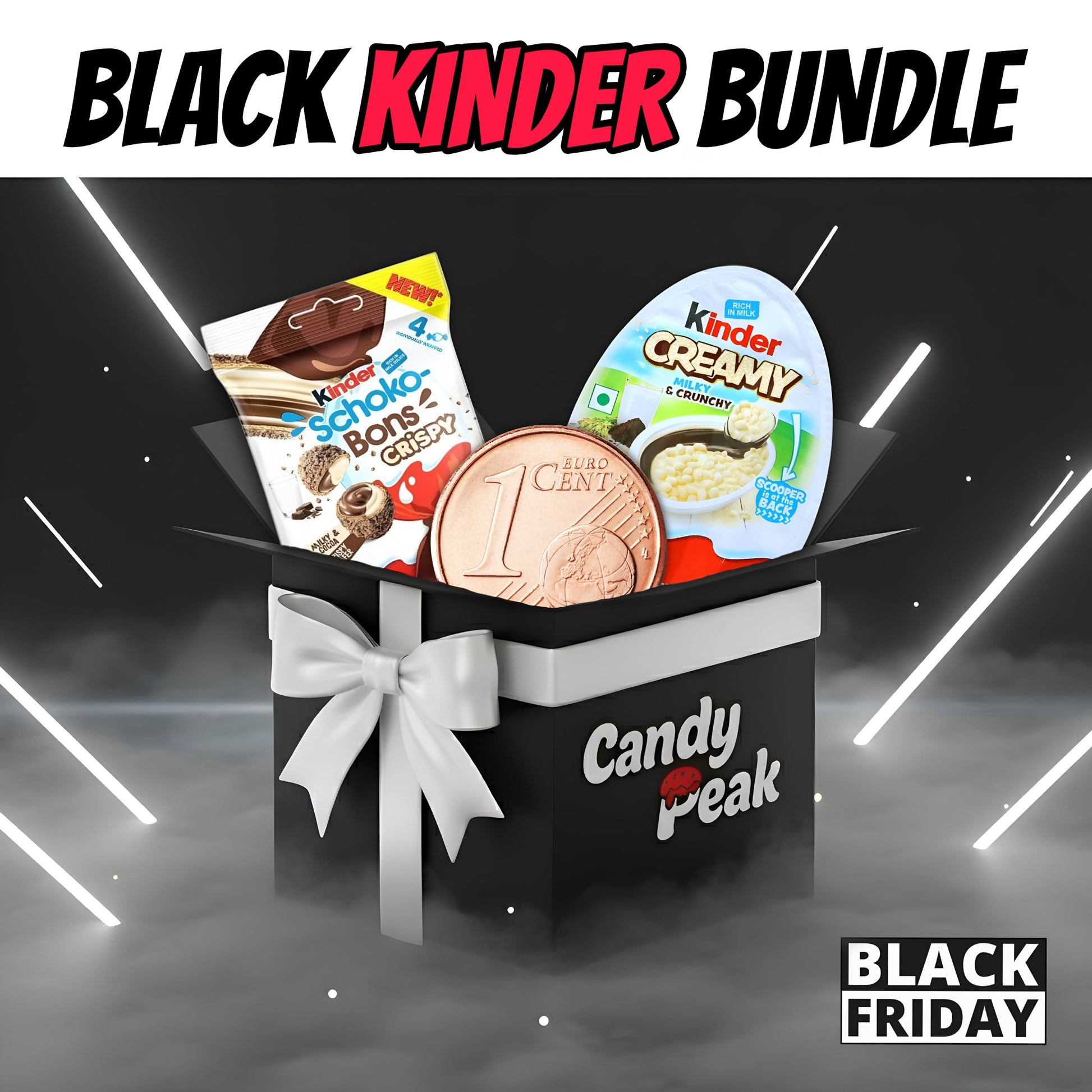 CandyPeak Black Kinder Bundle (1x SchokoBons Crispy 22,4g, 1x Kinder Creamy)