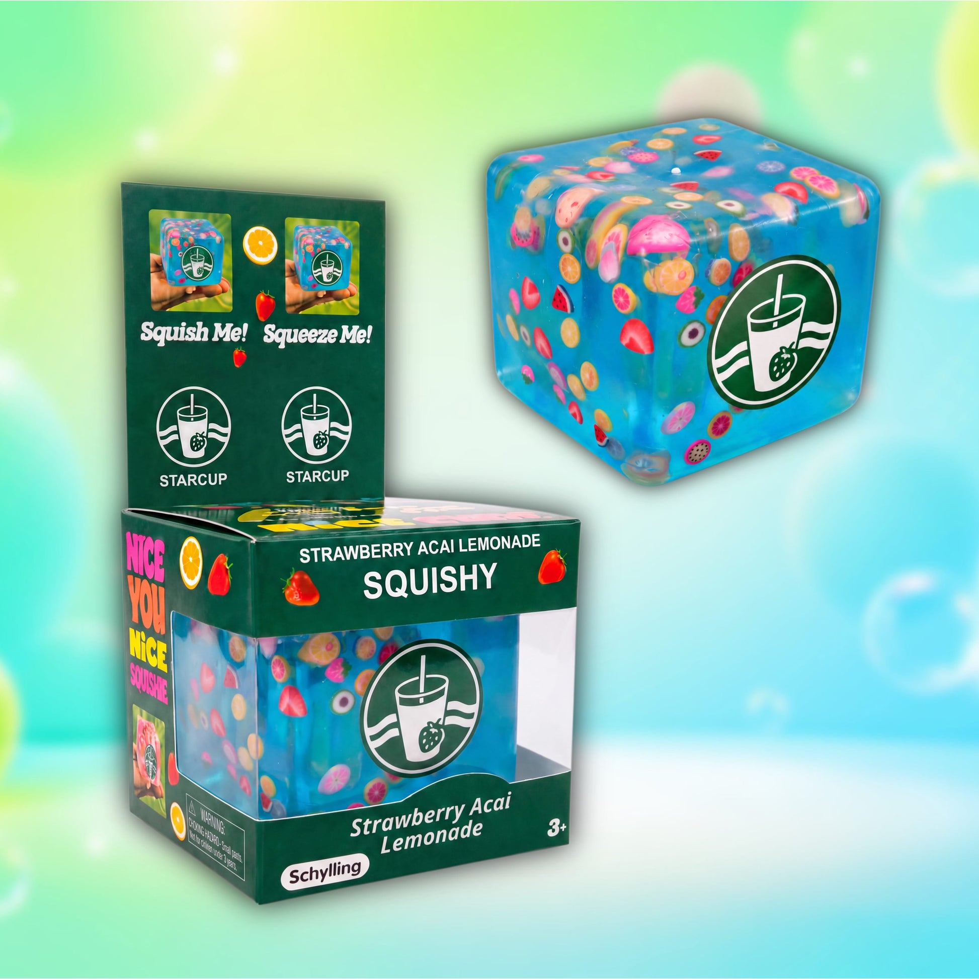 CandyPeak Blue-Lemonade Nice Cube Squishy Squeeze Anti Stress Würfel (versch. Farben)