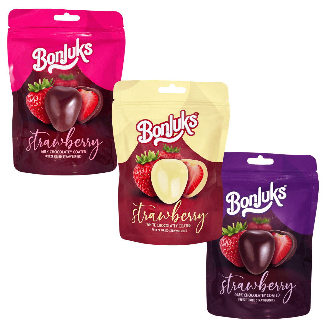 Bonjuks Bonjuks - Gefriergetrocknete Erdbeeren im Schokomantel 80g (versch. Sorten)