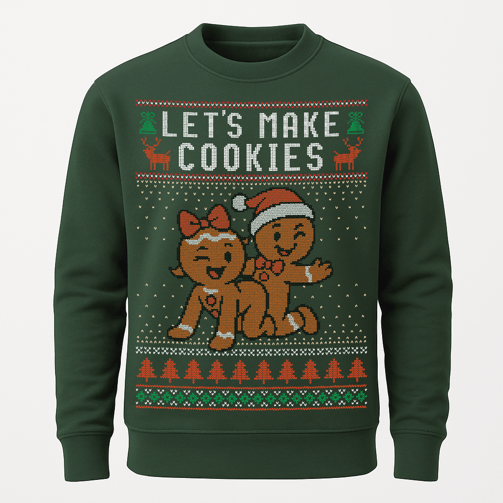 Shirtee Unisex Sweatshirt Bottle Green / XS UGLY SWEATER „Let's make cookies“  - Unisex Pullover