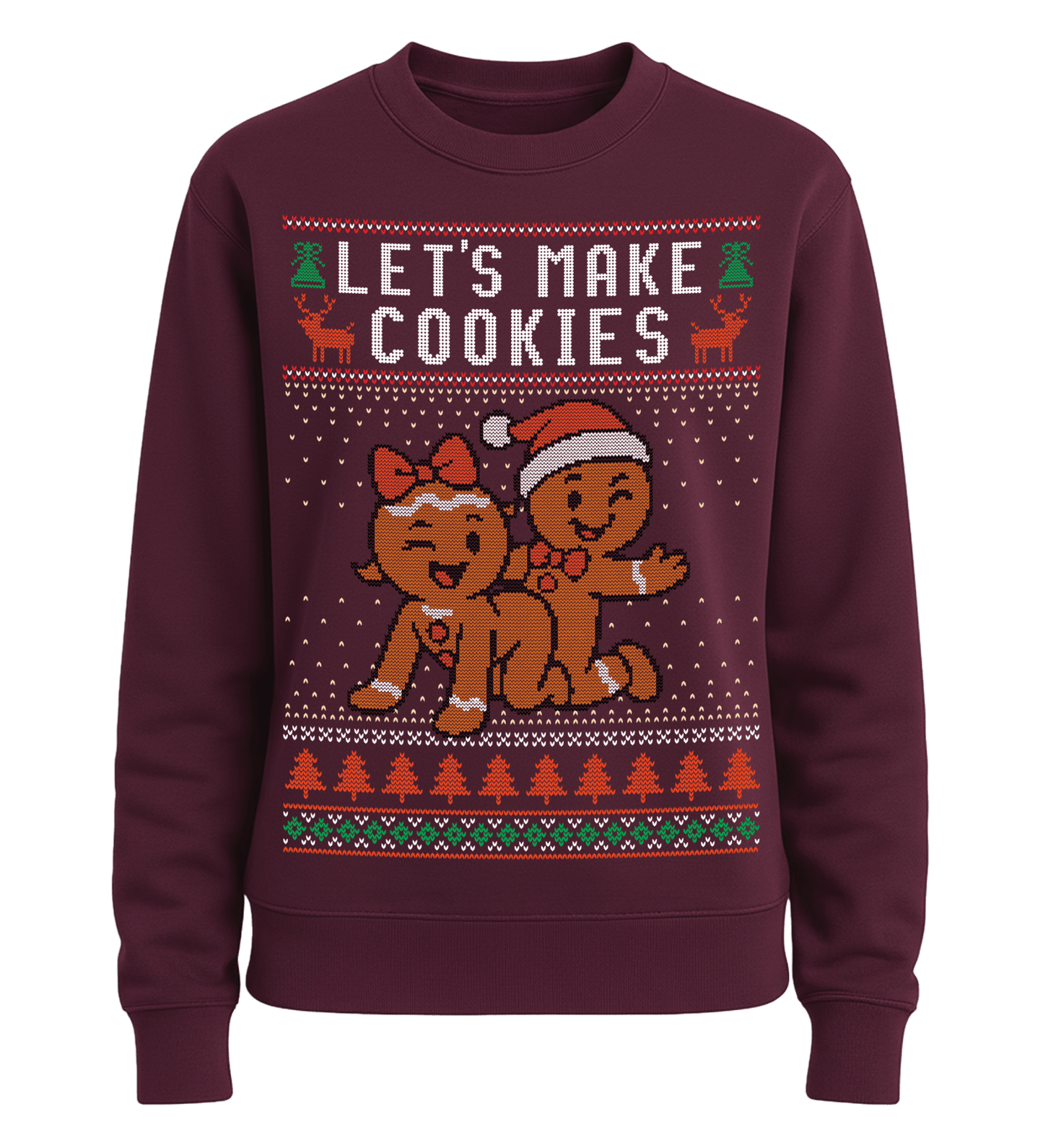 Shirtee Unisex Sweatshirt Burgundy / XS UGLY SWEATER „Let's make cookies“  - Unisex Pullover