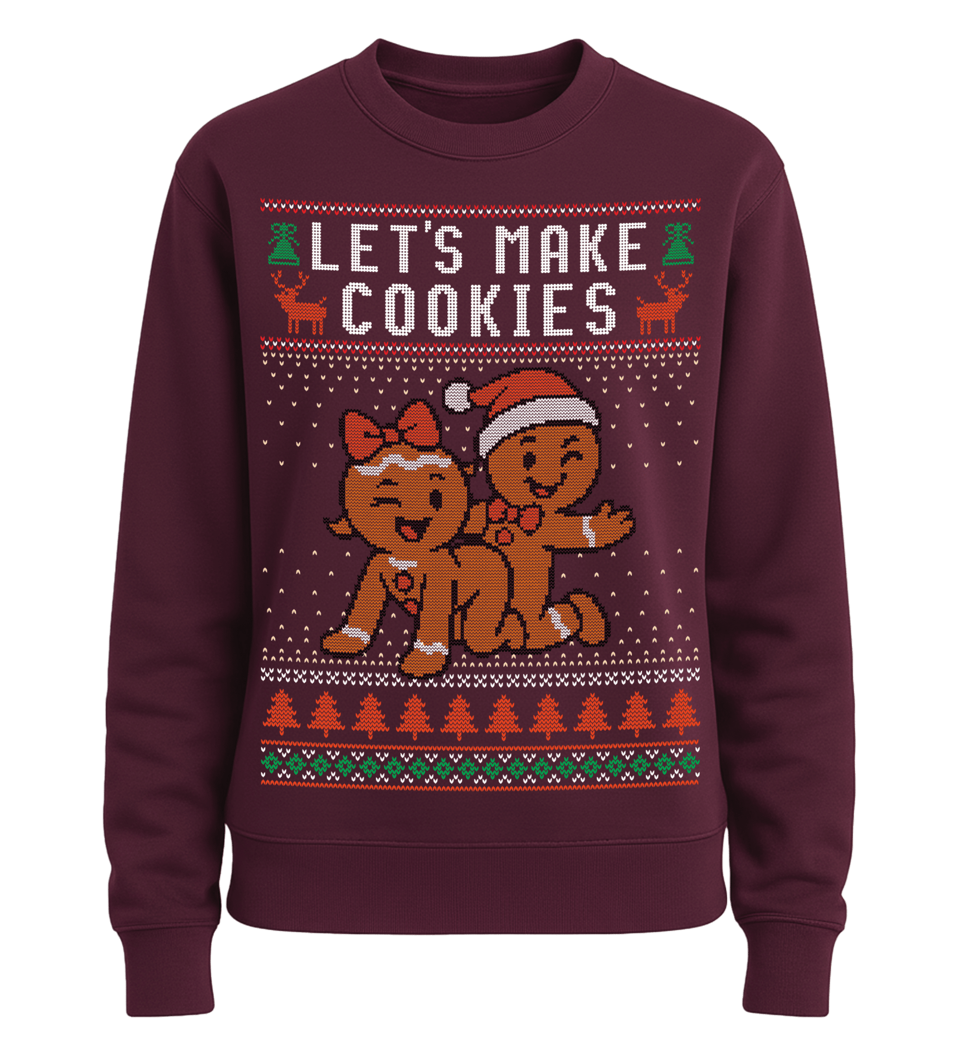 Shirtee Unisex Sweatshirt Burgundy / XS UGLY SWEATER „Let's make cookies“  - Unisex Pullover