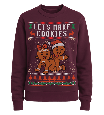 Shirtee Unisex Sweatshirt Burgundy / XS UGLY SWEATER „Let's make cookies“  - Unisex Pullover