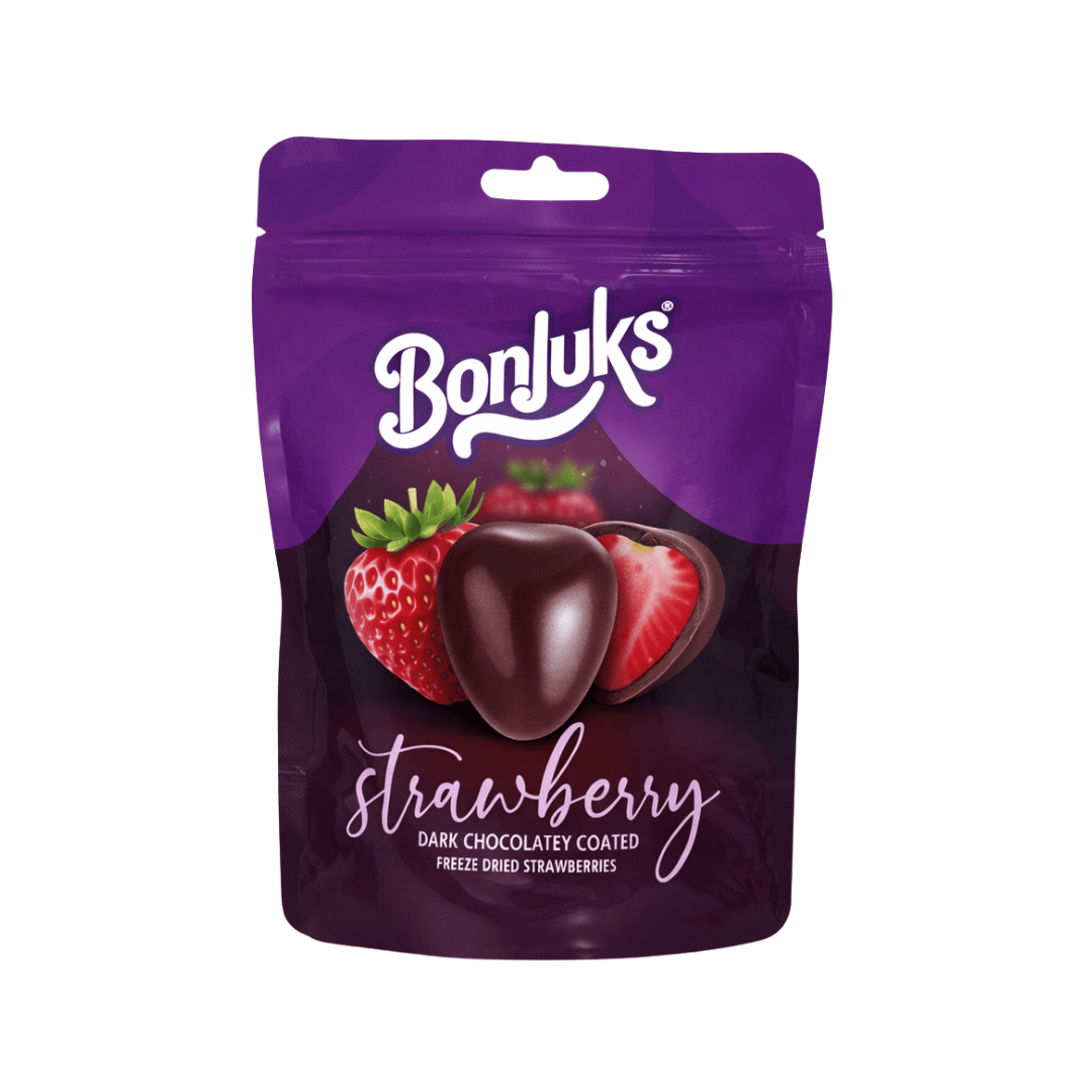 Bonjuks Dark Chocolate 80g Bonjuks - Gefriergetrocknete Erdbeeren im Schokomantel 80g (versch. Sorten)