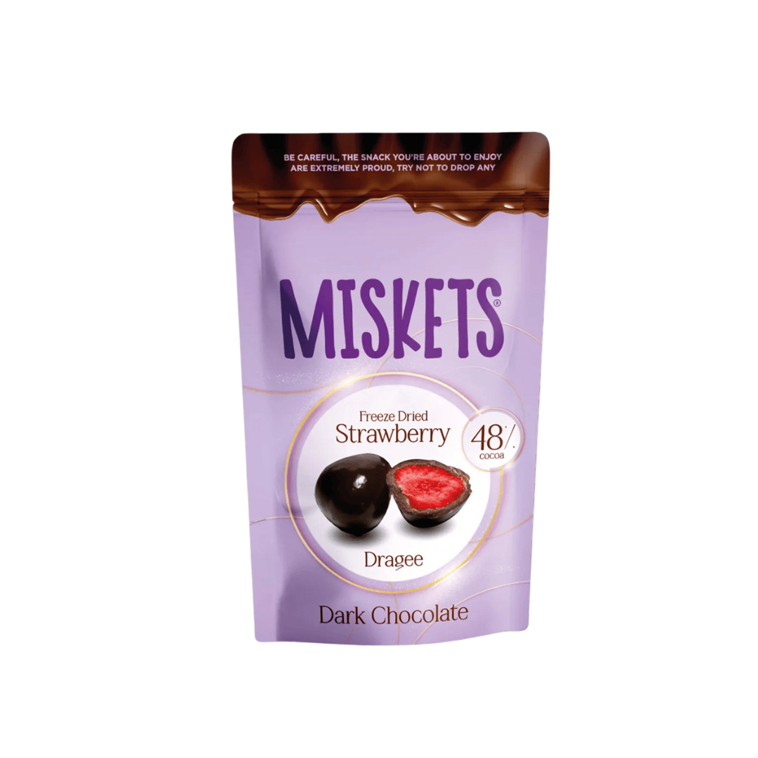 Misket Dark Chocolate 80g Miskets - Gefriergetrocknete Erdbeeren im Schokomantel 80g (versch. Sorten)