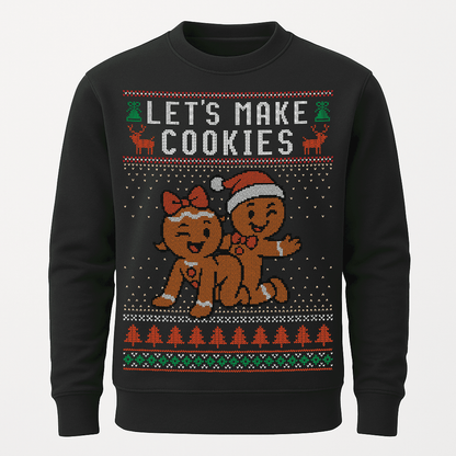 Shirtee Unisex Sweatshirt Deep Black / XS UGLY SWEATER „Let's make cookies“  - Unisex Pullover