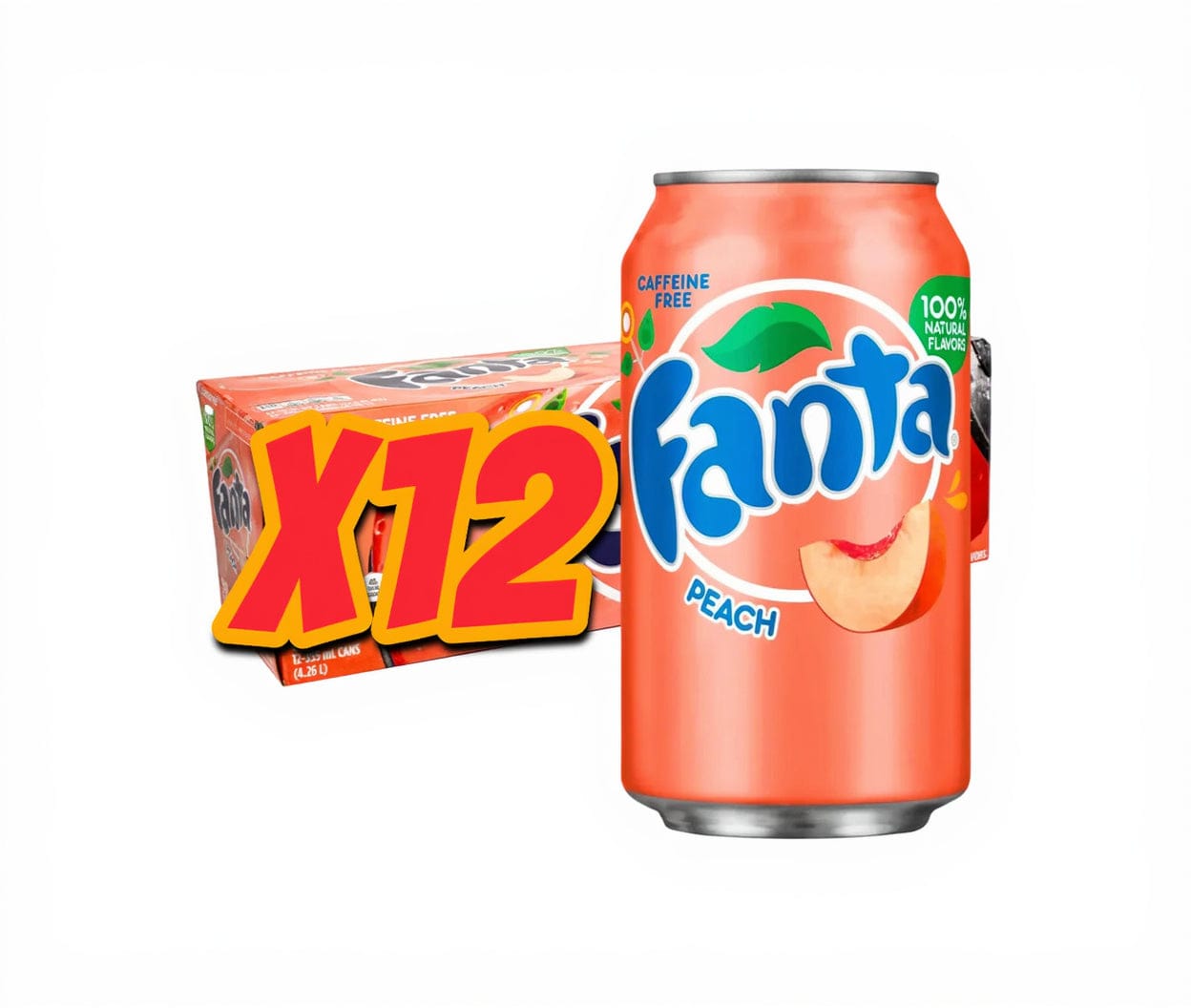 Fanta Fanta Peach – 12 x 355 ml  | Koffeinfrei| MHD:23.12.24
