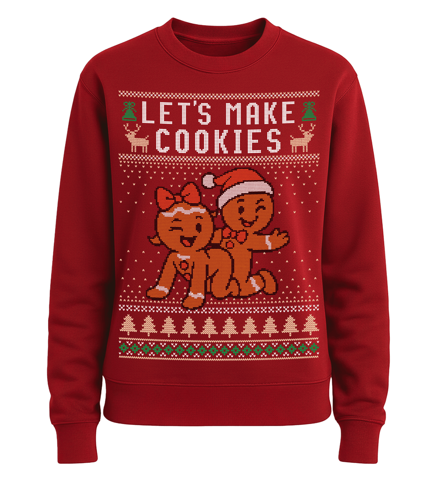 Shirtee Unisex Sweatshirt Fire Red / XS UGLY SWEATER „Let's make cookies“  - Unisex Pullover