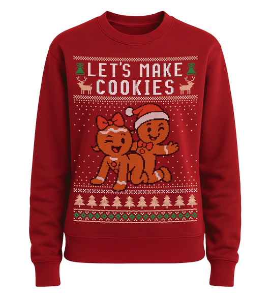 Shirtee Unisex Sweatshirt Fire Red / XS UGLY SWEATER „Let's make cookies“  - Unisex Pullover