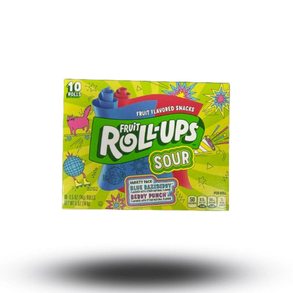 Fruit Roll-Ups Sour 10er Pack 141 g – Saure Frucht-Kaustreifen mit Zungen-Tattoos | US-Candy (MHD 29.11.2025)