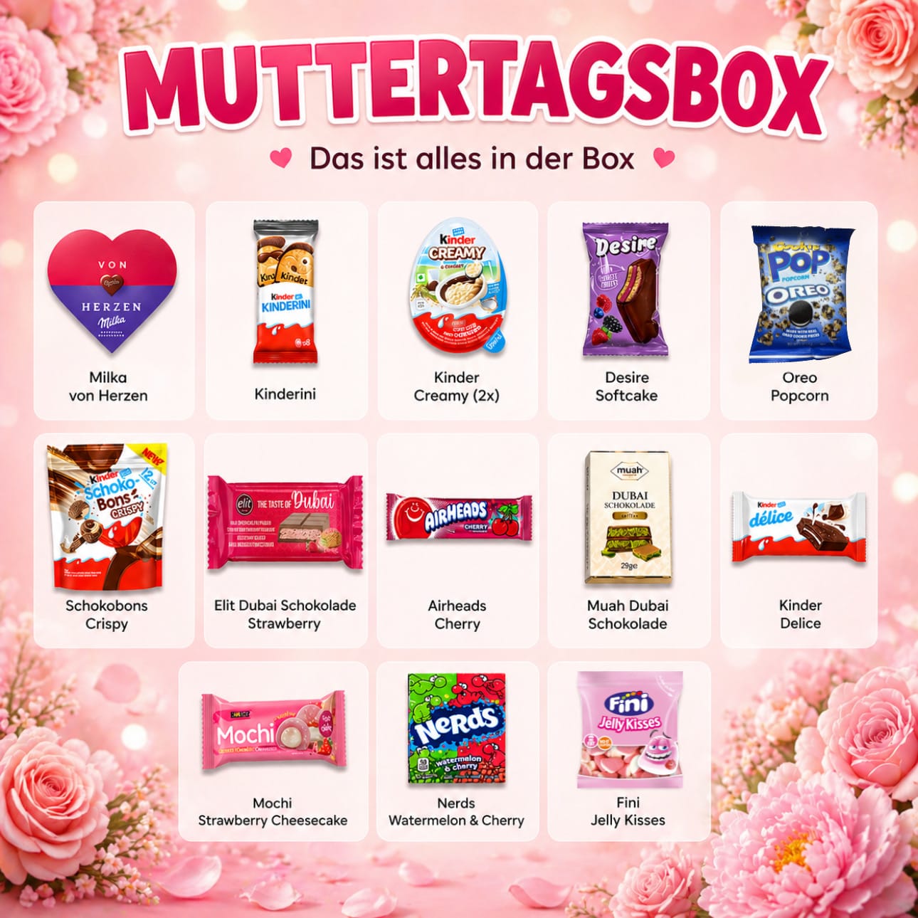 CandyPeak Gefüllte Muttertags-Geschenkbox (14 Snacks aus aller Welt)