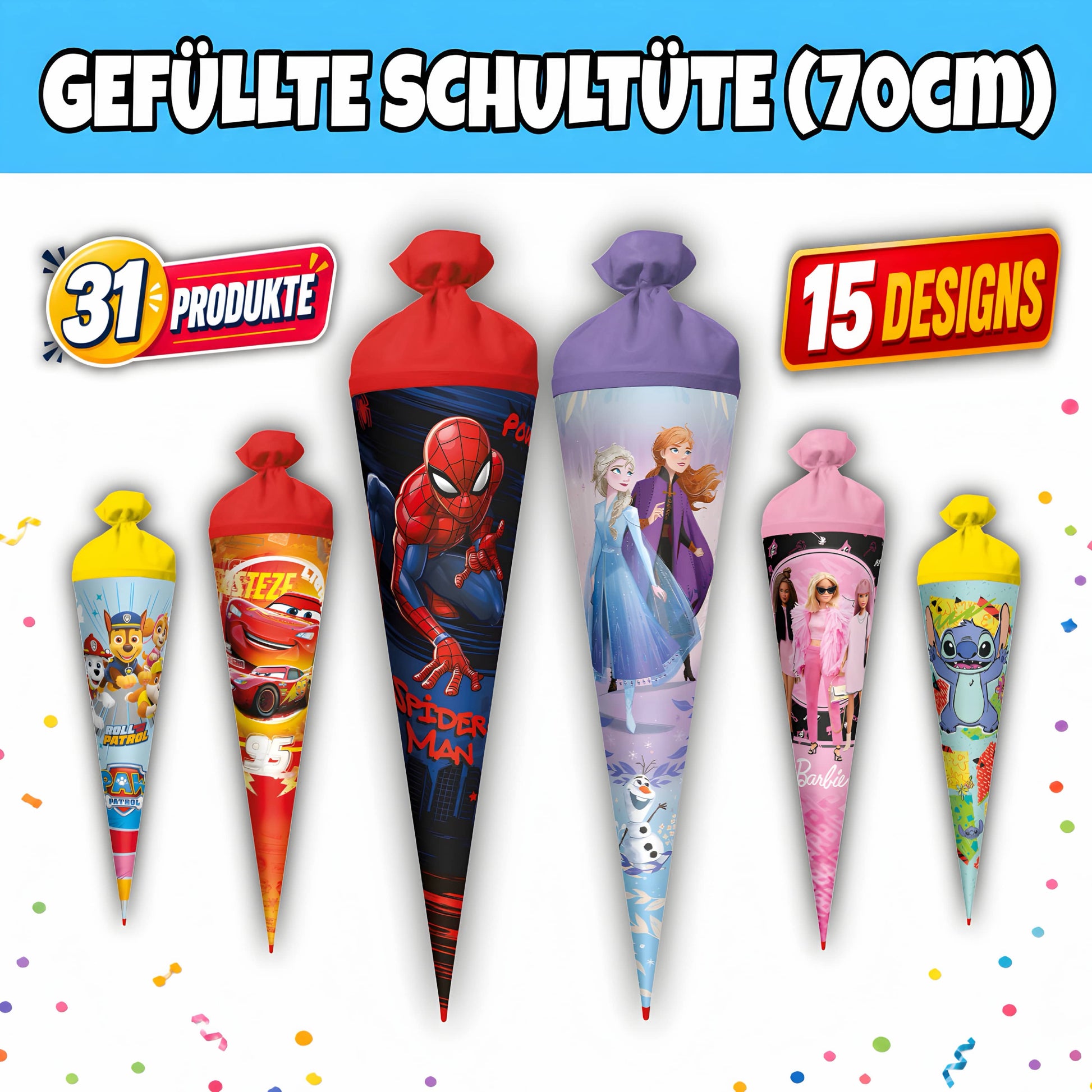 CandyPeak Gefüllte Schultüte zur Einschulung/zum Verschenken (31 Artikel aus aller Welt)
