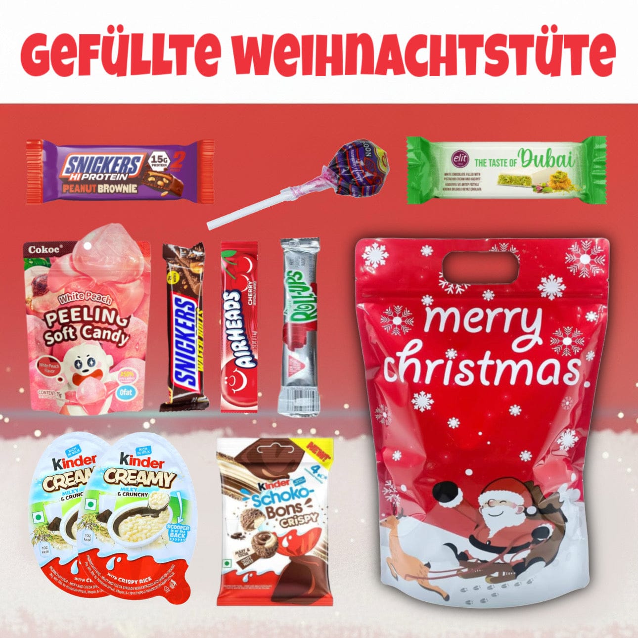 CandyPeak Gefüllte Weihnachts-Geschenktüte (10 Artikel aus aller Welt)