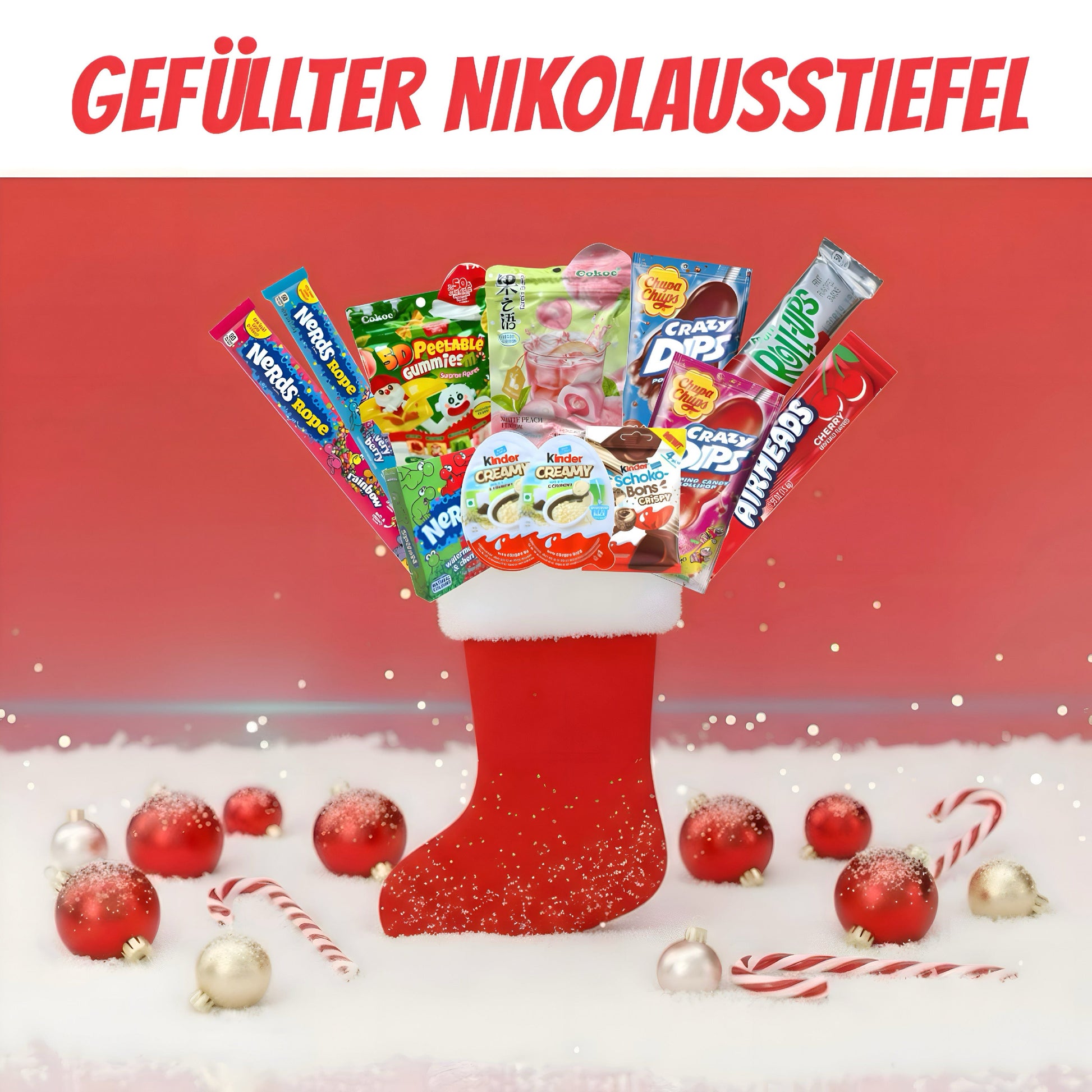 CandyPeak Gefüllter Nikolausstiefel (12 Süßigkeiten aus aller Welt)
