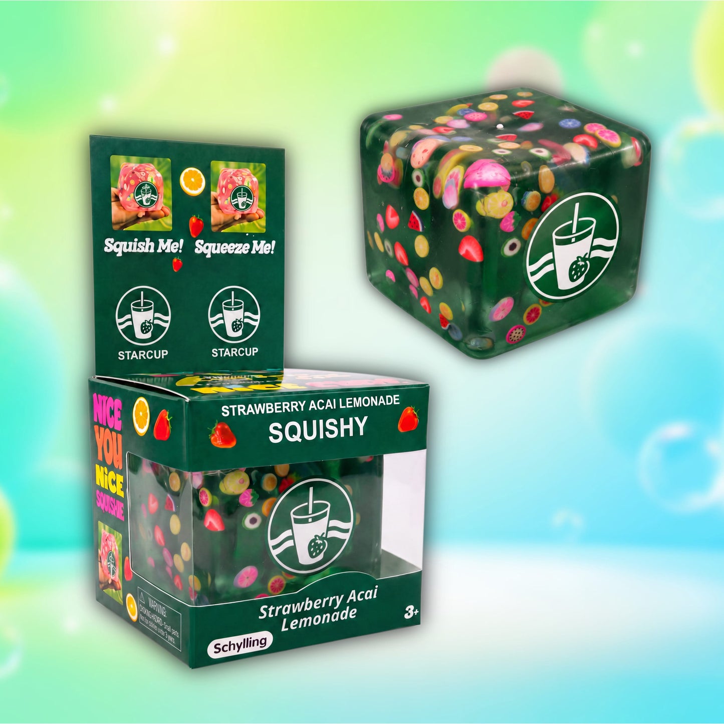 CandyPeak Green-Lemonade Nice Cube Squishy Squeeze Anti Stress Würfel (versch. Farben)