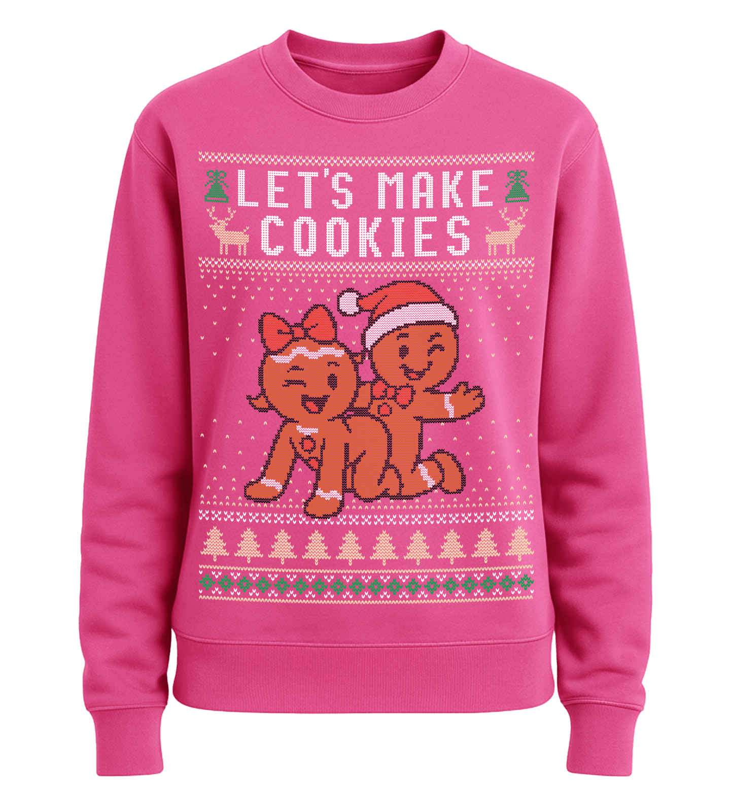 Shirtee Unisex Sweatshirt Hot Pink / XS UGLY SWEATER „Let's make cookies“  - Unisex Pullover