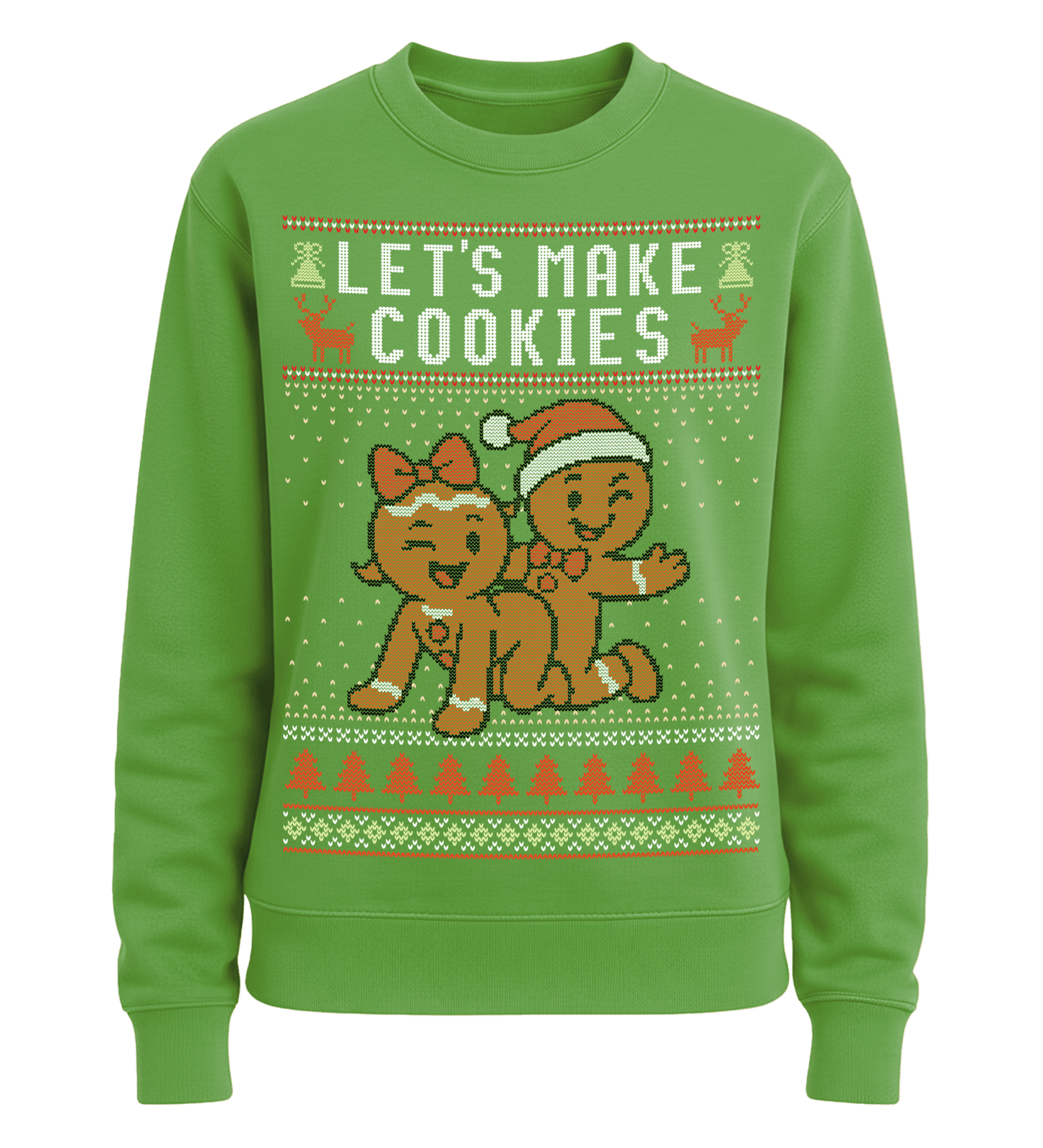 Shirtee Unisex Sweatshirt Lime Green / XS UGLY SWEATER „Let's make cookies“  - Unisex Pullover