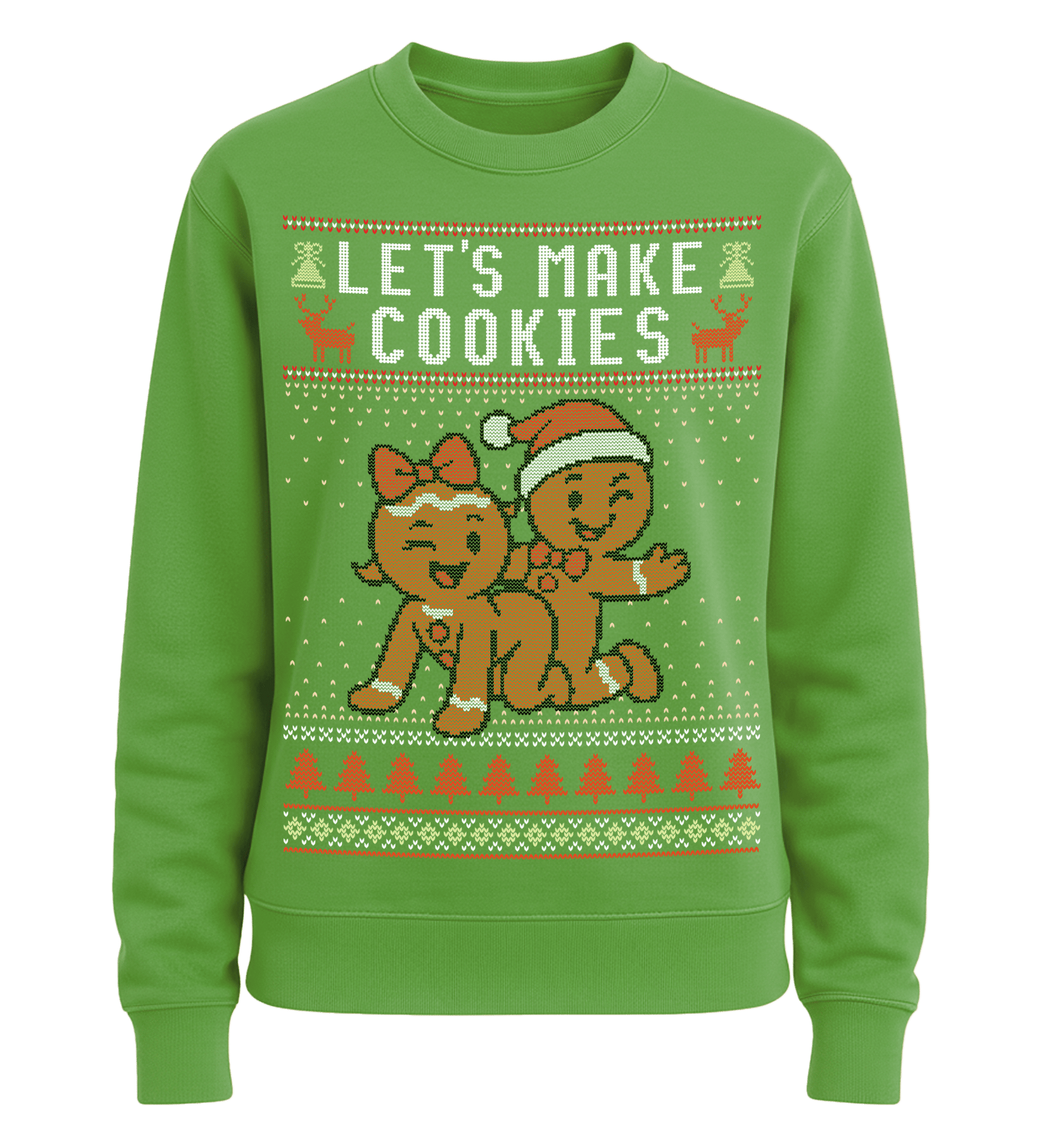Shirtee Unisex Sweatshirt Lime Green / XS UGLY SWEATER „Let's make cookies“  - Unisex Pullover