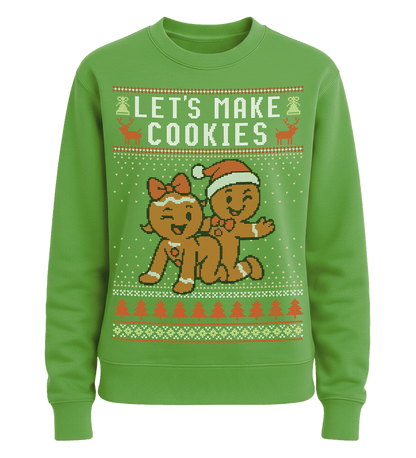 Shirtee Unisex Sweatshirt Lime Green / XS UGLY SWEATER „Let's make cookies“  - Unisex Pullover