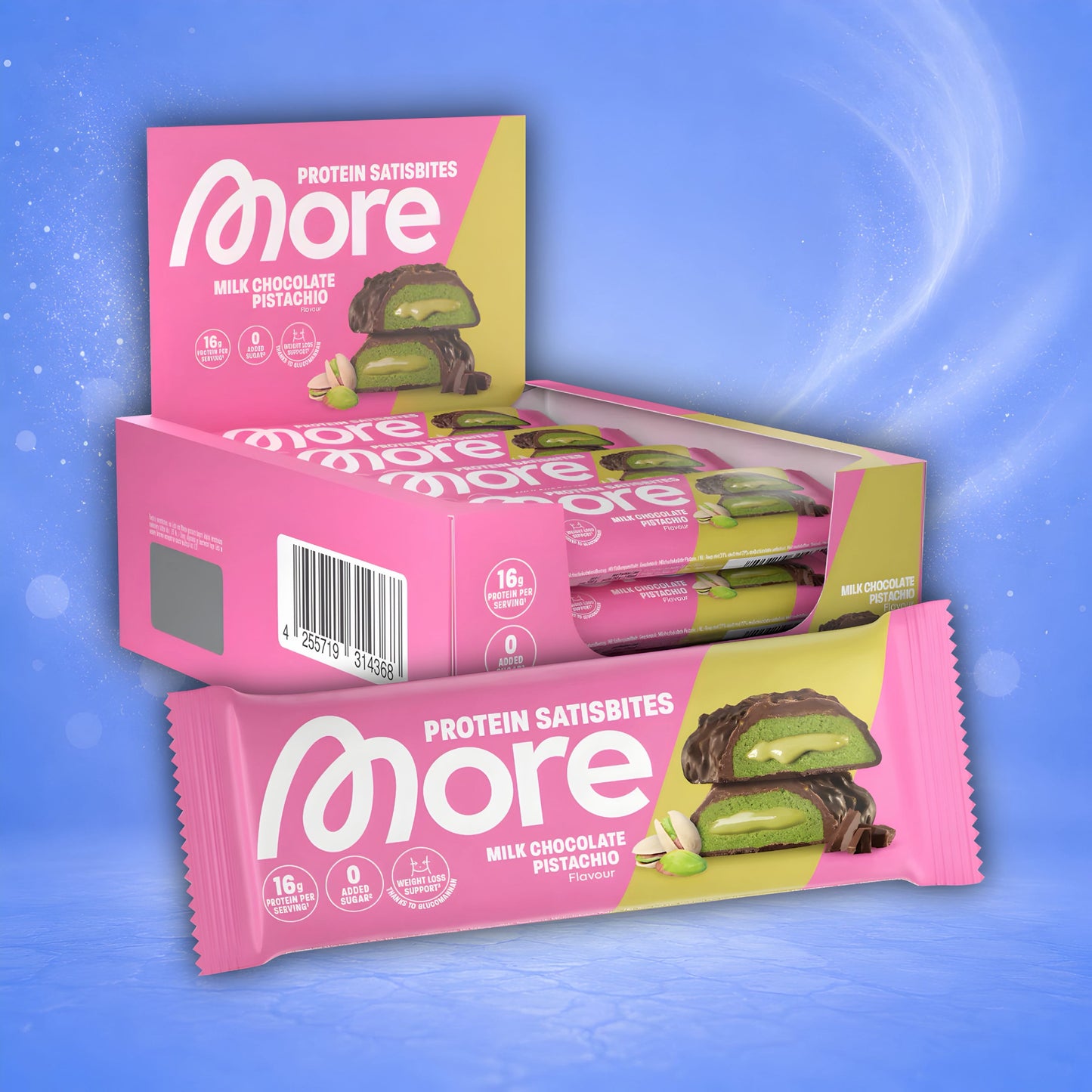 More Nutrition Milk Chocolate Pistacchio / 12er-Set More Nutrition Protein Satisbites 2x25g (versch. Sorten)