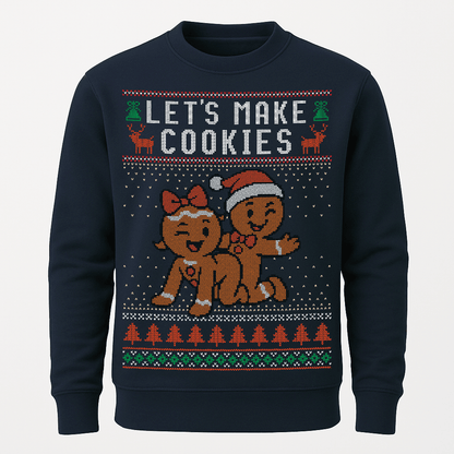 Shirtee Unisex Sweatshirt Oxford Navy / S UGLY SWEATER „Let's make cookies“  - Unisex Pullover