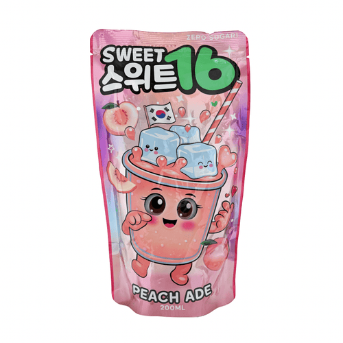 Sweet16 - Boissons Coréennes en Sachet 250ml (divers parfums) – Boisson gazeuse à la pêche 200ml