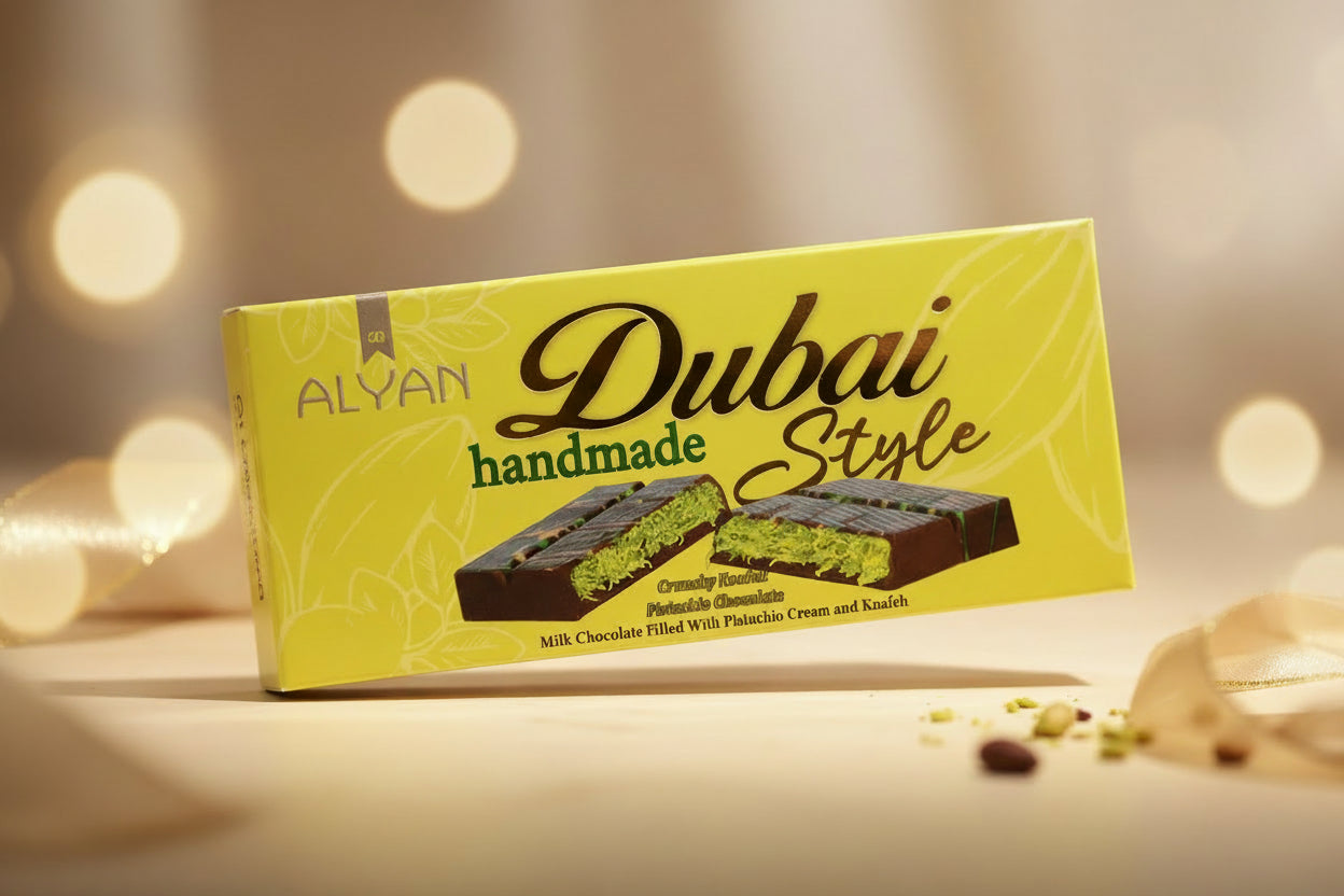 Dubai Chocolate Pistachio Chocolate Alyan Dubai Style Schokolade – 3 Sorten x 200 g  MHD: 10/2025