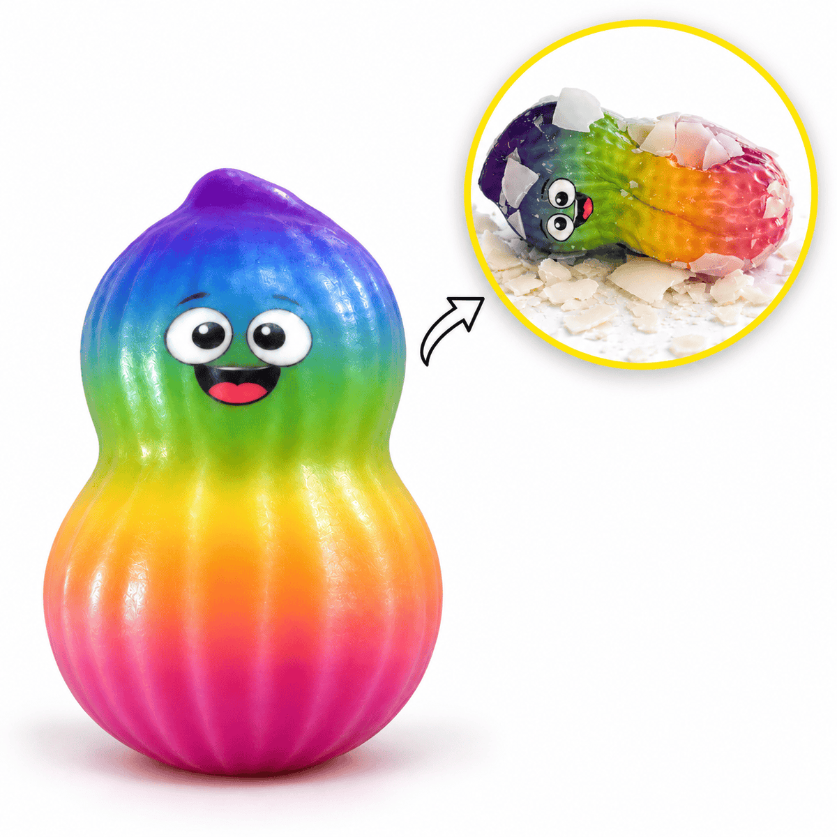 CandyPeak Rainbow Peanut Squishy Wax Cracking Peanut – Erdnuss mit Wachsschicht überzogen
