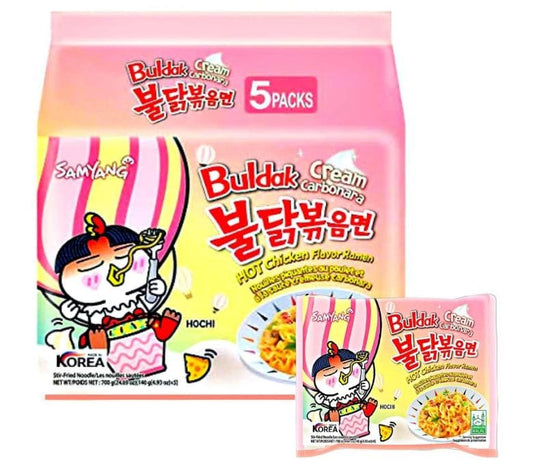 SamYang Samyang Buldak Cream Carbonara 5×130 g – Koreanische Instant-Nudeln cremig & scharf | Buldak Fire Noodles (MHD 27.10.2025)