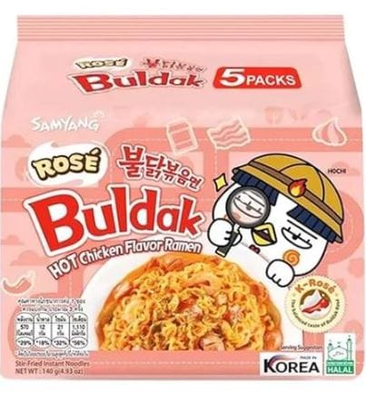 Samyang Buldak Rose 5 x 140 g – Koreanische Instant Nudeln mit cremig-scharfer Sauce | Spicy Rose Fire Noodles (MHD 09/2025)