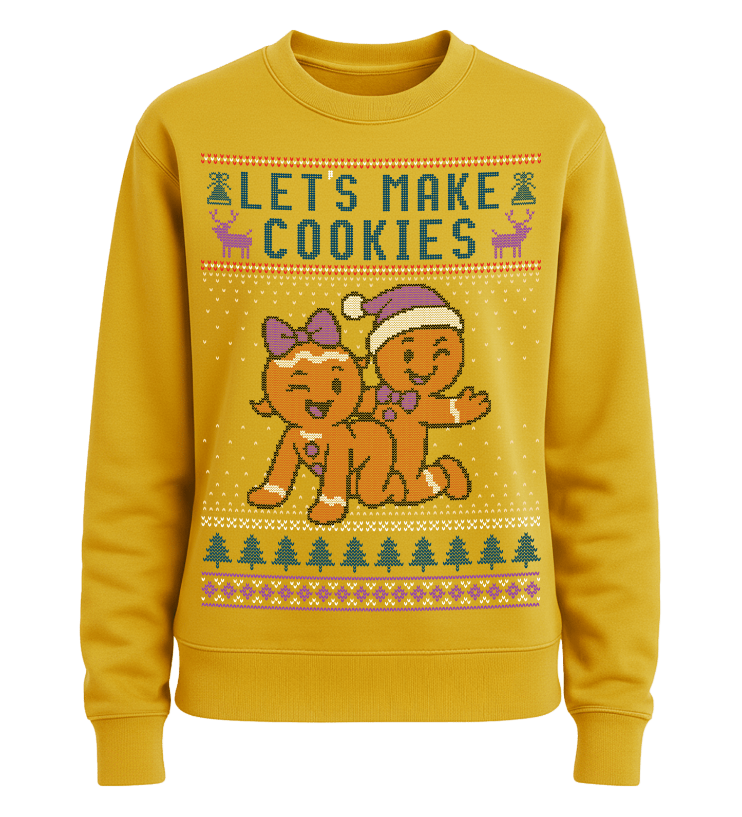 Shirtee Unisex Sweatshirt Sun Yellow / XS UGLY SWEATER „Let's make cookies“  - Unisex Pullover