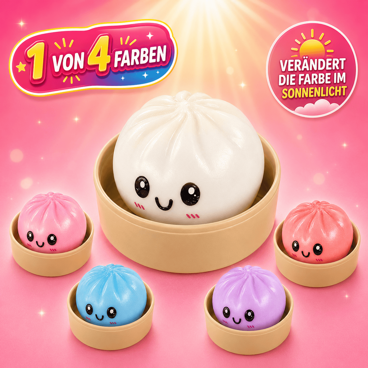 CandyPeak UV-Licht Squishy Squeeze Dumpling Bun - verändert die Farbe bei Sonnenlicht (zufällige Farbe)