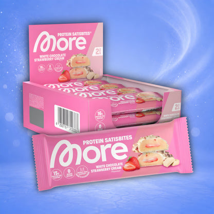 More Nutrition White Chocolate Strawberry Cream / 12er-Set More Nutrition Protein Satisbites 2x25g (versch. Sorten)